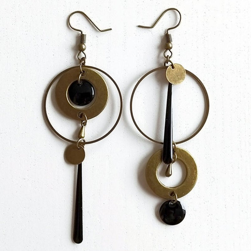 Cross-border European And American Style Asymmetric Personality Geometry Round Ring Earrings