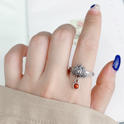 925 Pure Silver Lotus Tassel Ring