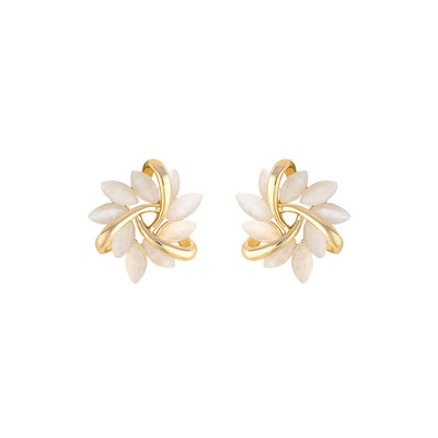 Cat's Eye Flower Earrings High Sense Opal Square Triangle Geometry Earrings