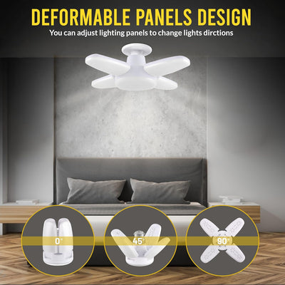 Charkee 25W Cool Day Mini fan Blade 4 Leaf Foldable LED Bulb with Angle Adjustable Ceiling Lights Home