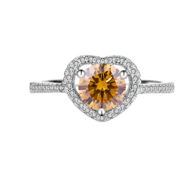 925 Sterling Silver Moissanite Ring Heart-shaped Hollow Couple Couple Rings