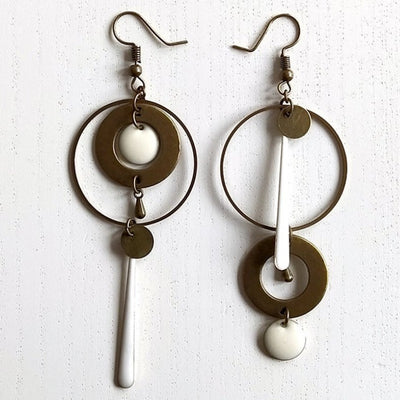 Cross-border European And American Style Asymmetric Personality Geometry Round Ring Earrings