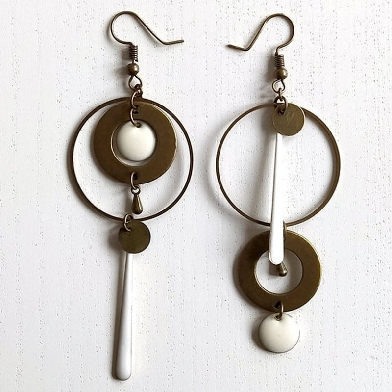 Cross-border European And American Style Asymmetric Personality Geometry Round Ring Earrings