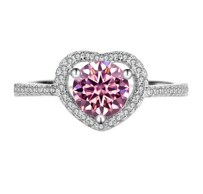 925 Sterling Silver Moissanite Ring Heart-shaped Hollow Couple Couple Rings