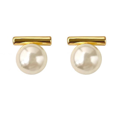 Women's Metal Pearl Stud Earrings
