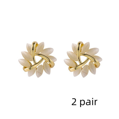 S925 Silver Needle Geometric Triangle Opal Stud Earrings Women