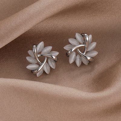 S925 Silver Needle Geometric Triangle Opal Stud Earrings Women