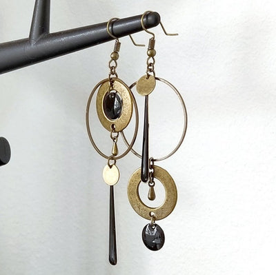 Cross-border European And American Style Asymmetric Personality Geometry Round Ring Earrings
