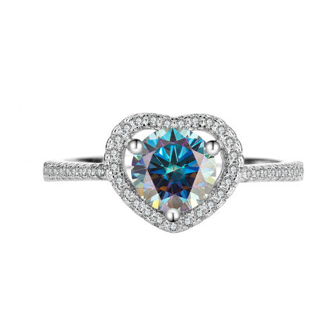 925 Sterling Silver Moissanite Ring Heart-shaped Hollow Couple Couple Rings
