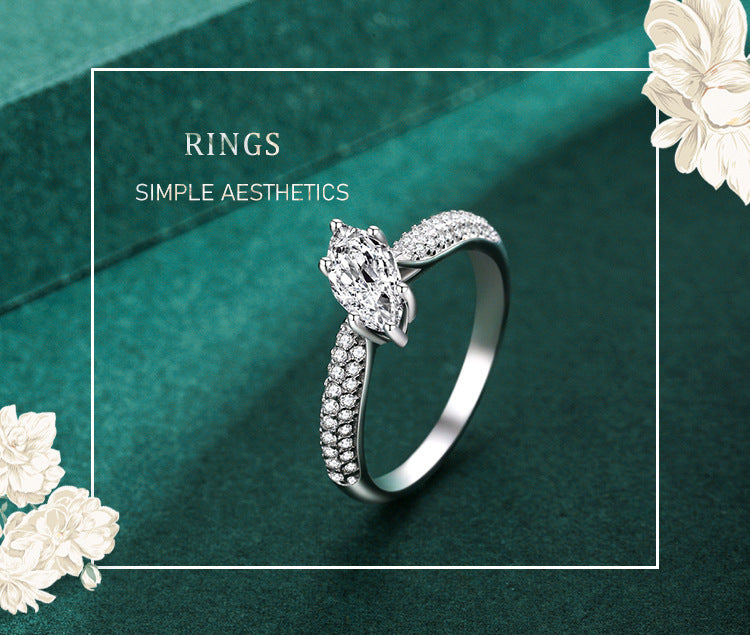 925 Sterling Silver Light Luxury Diamond Ring