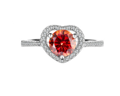 925 Sterling Silver Moissanite Ring Heart-shaped Hollow Couple Couple Rings