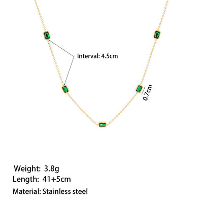 Women's Retro Style Green Zircon Necklace Bracelet