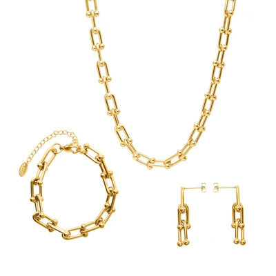 Titanium Steel 18K Gold U-shaped Vachette Clasp Necklace