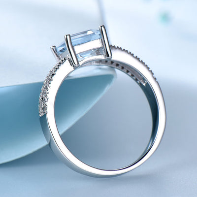 925 Sterling Silver Sky Blue Topaz Ring Female Small Jewelry