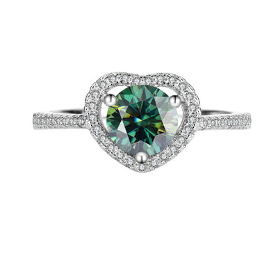925 Sterling Silver Moissanite Ring Heart-shaped Hollow Couple Couple Rings