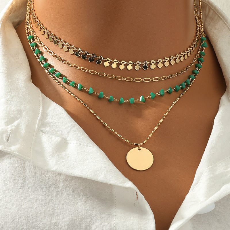 Four Twin Necklace Suit Vintage Pendant Women&